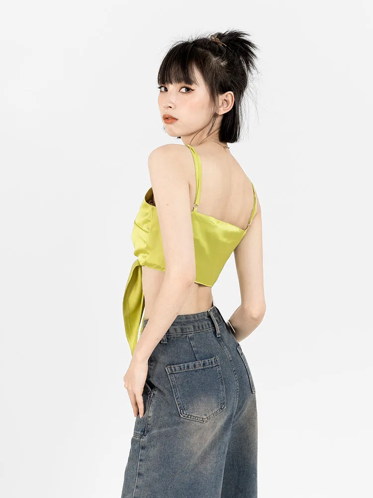 Spaghetti Strap Front Knot Cropped Camisole
