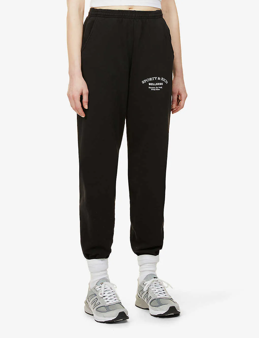 SPORTY & RICH Wellness Studio Black Joggers Track Bottoms