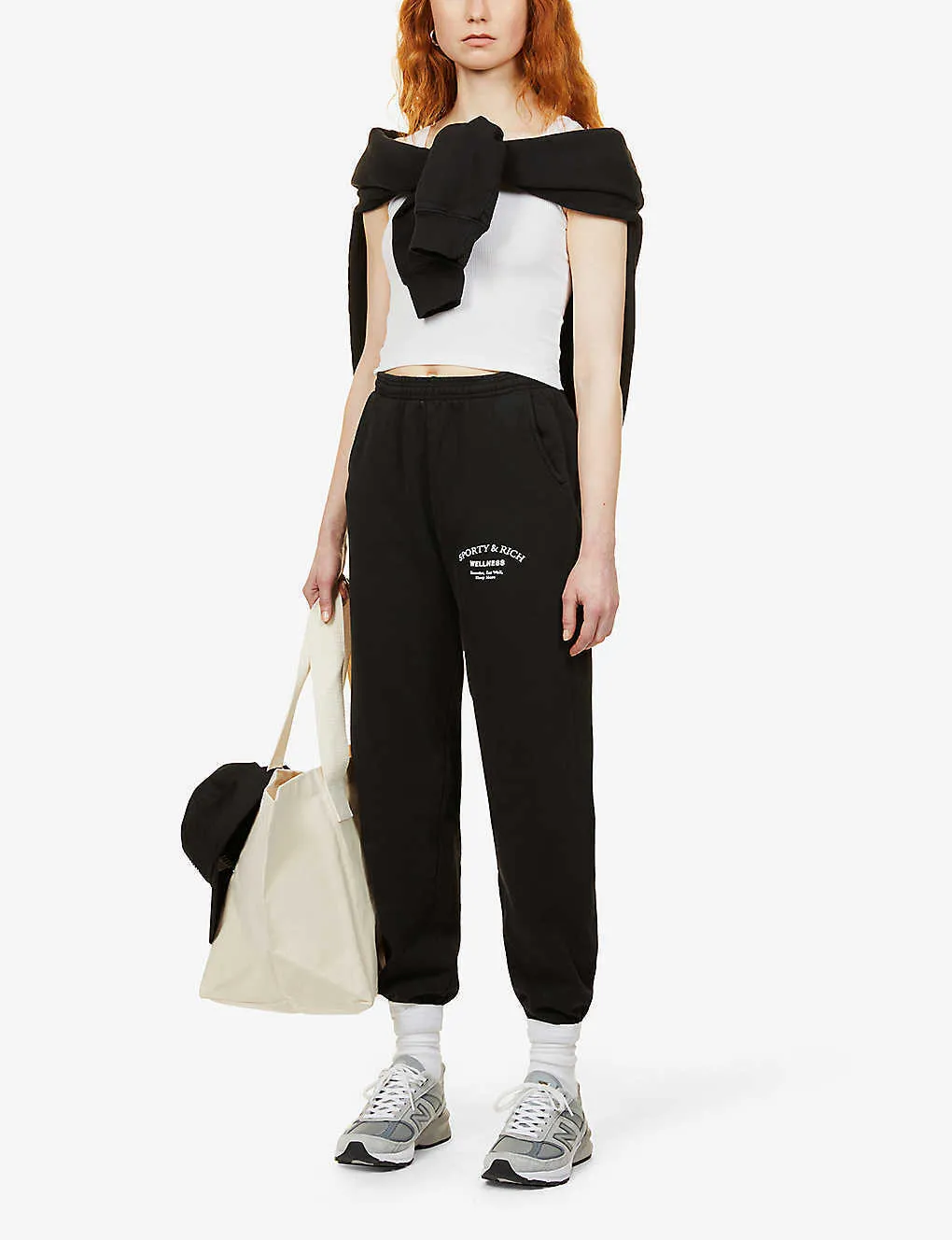 SPORTY & RICH Wellness Studio Black Joggers Track Bottoms