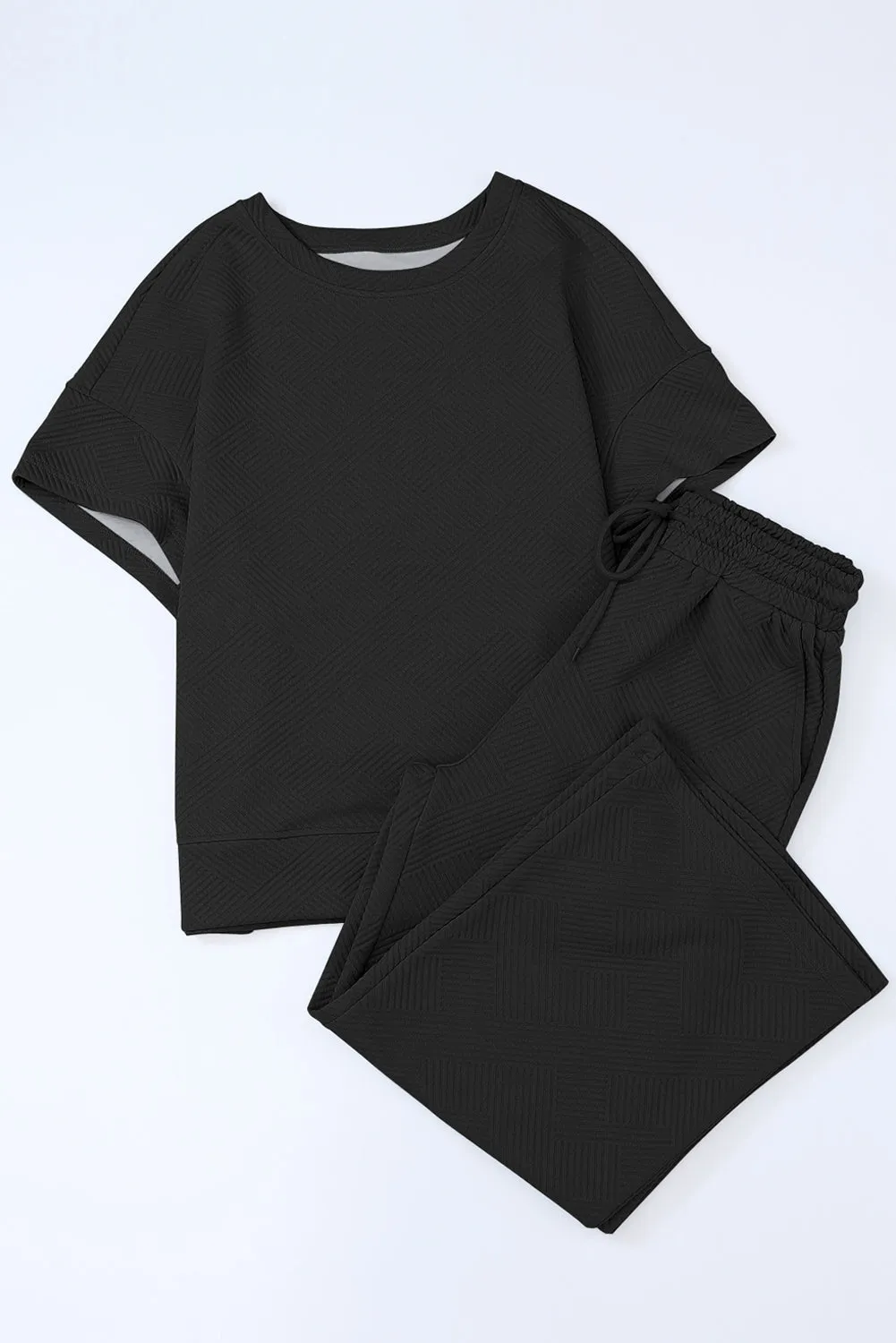 Stylish Black Women's T-Shirt & Pants Set - Relaxed Fit