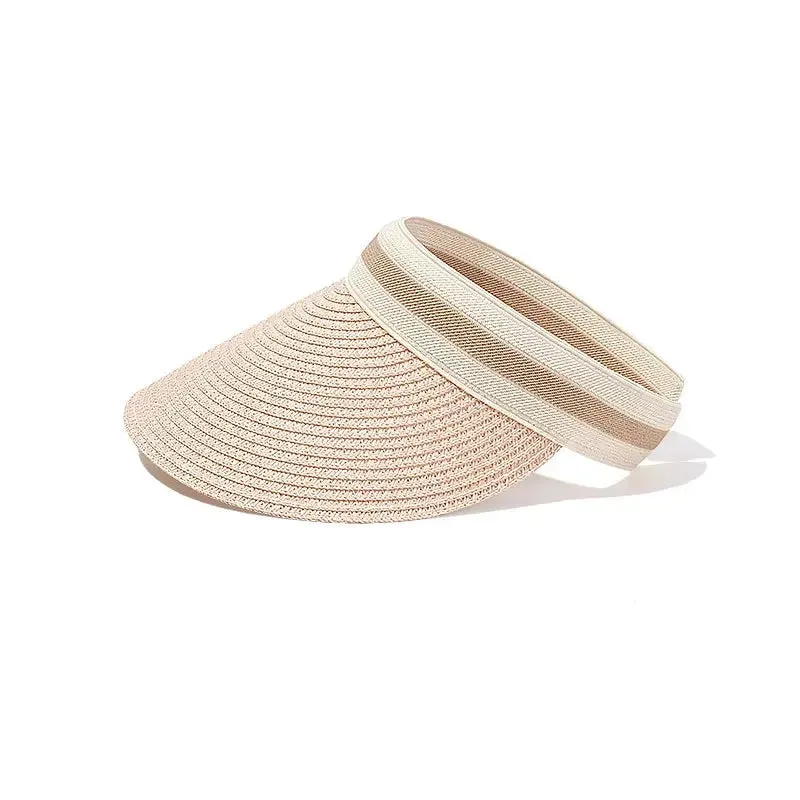 Summer Empty Top Straw Hat for Women Outdoor Beach Sunscreen Visor Cap Female Handmade UV Protection Big Brim Sun Hats
