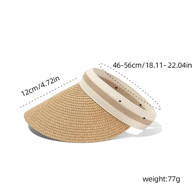 Summer Empty Top Straw Hat for Women Outdoor Beach Sunscreen Visor Cap Female Handmade UV Protection Big Brim Sun Hats