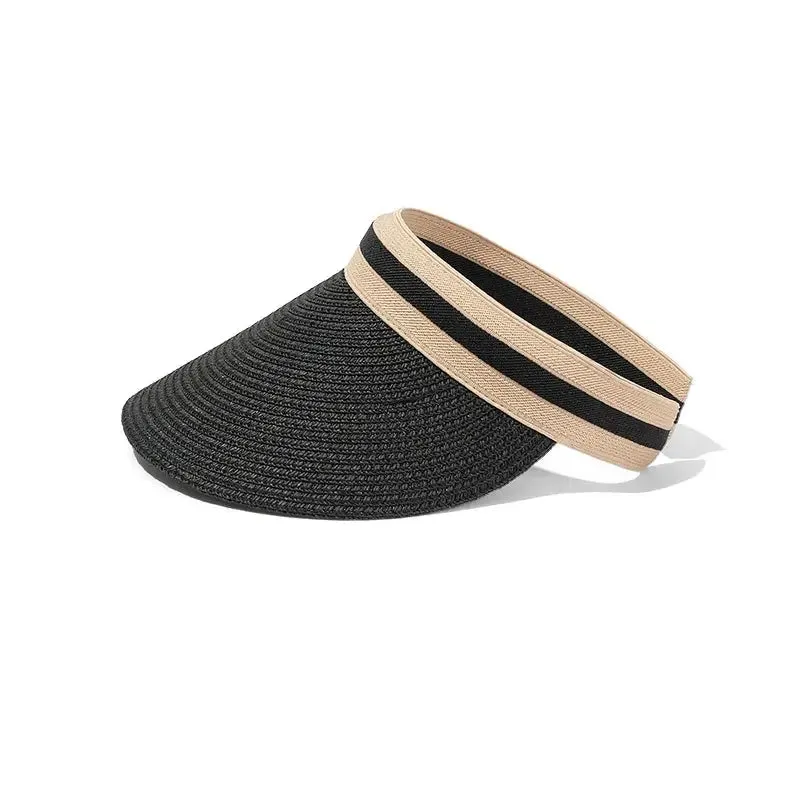 Summer Empty Top Straw Hat for Women Outdoor Beach Sunscreen Visor Cap Female Handmade UV Protection Big Brim Sun Hats