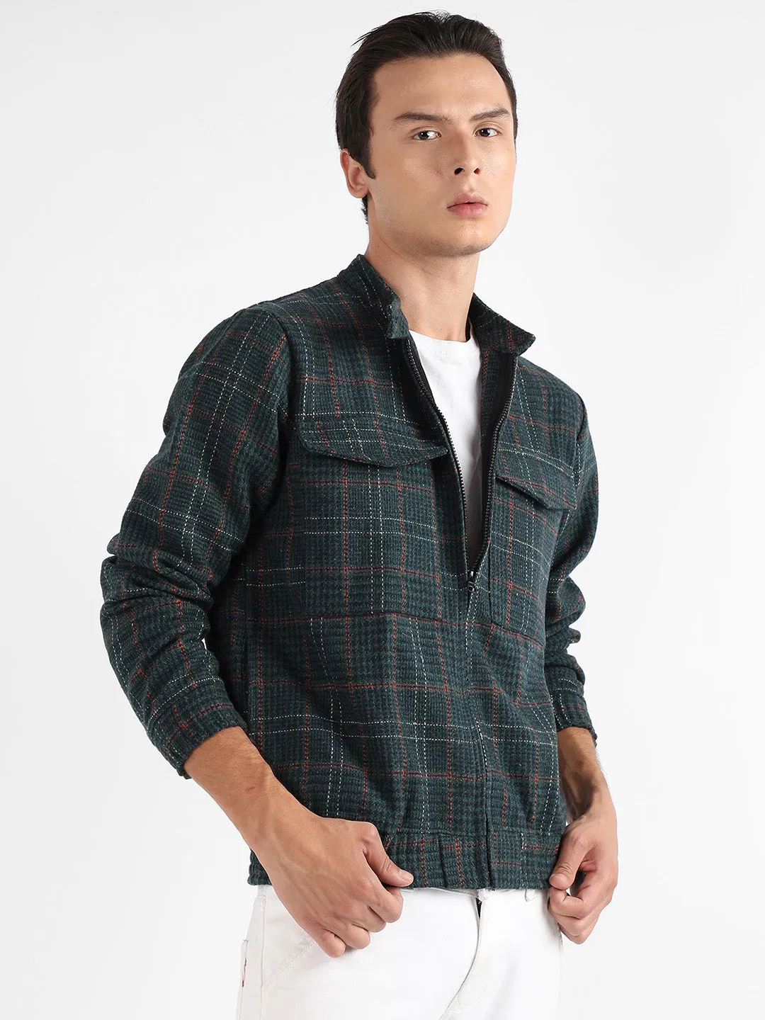 Tartan Plaid Jacket With Flap Pockets