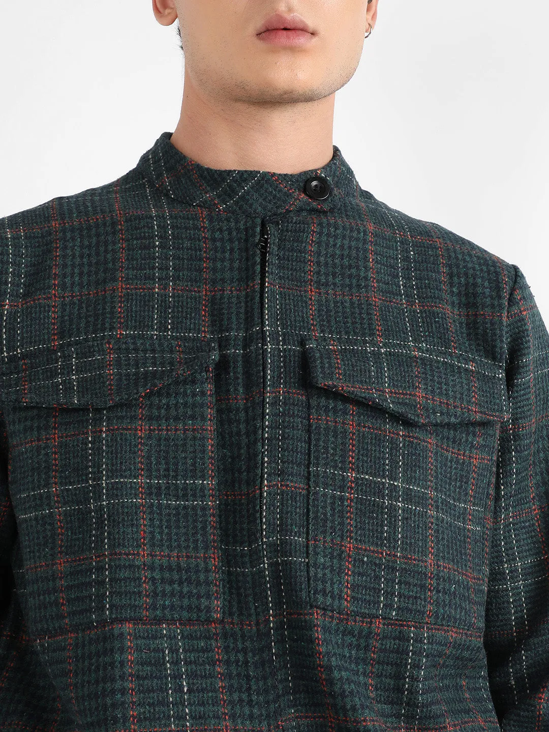 Tartan Plaid Jacket With Flap Pockets