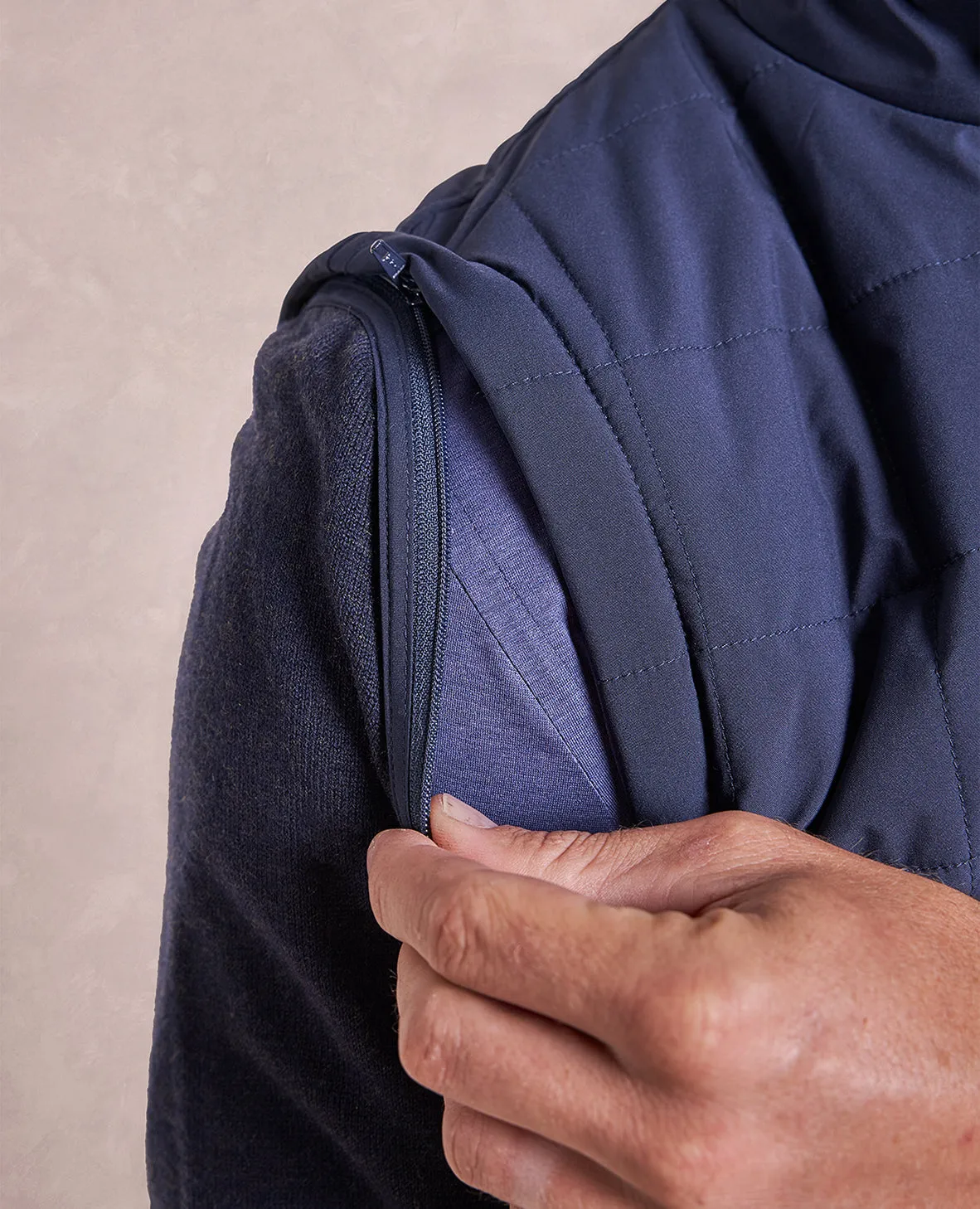 The Rhett - Nylon Vest w/Removable Knit Sleeves - Navy
