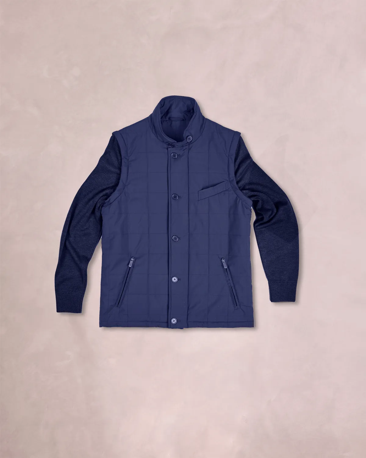 The Rhett - Nylon Vest w/Removable Knit Sleeves - Navy