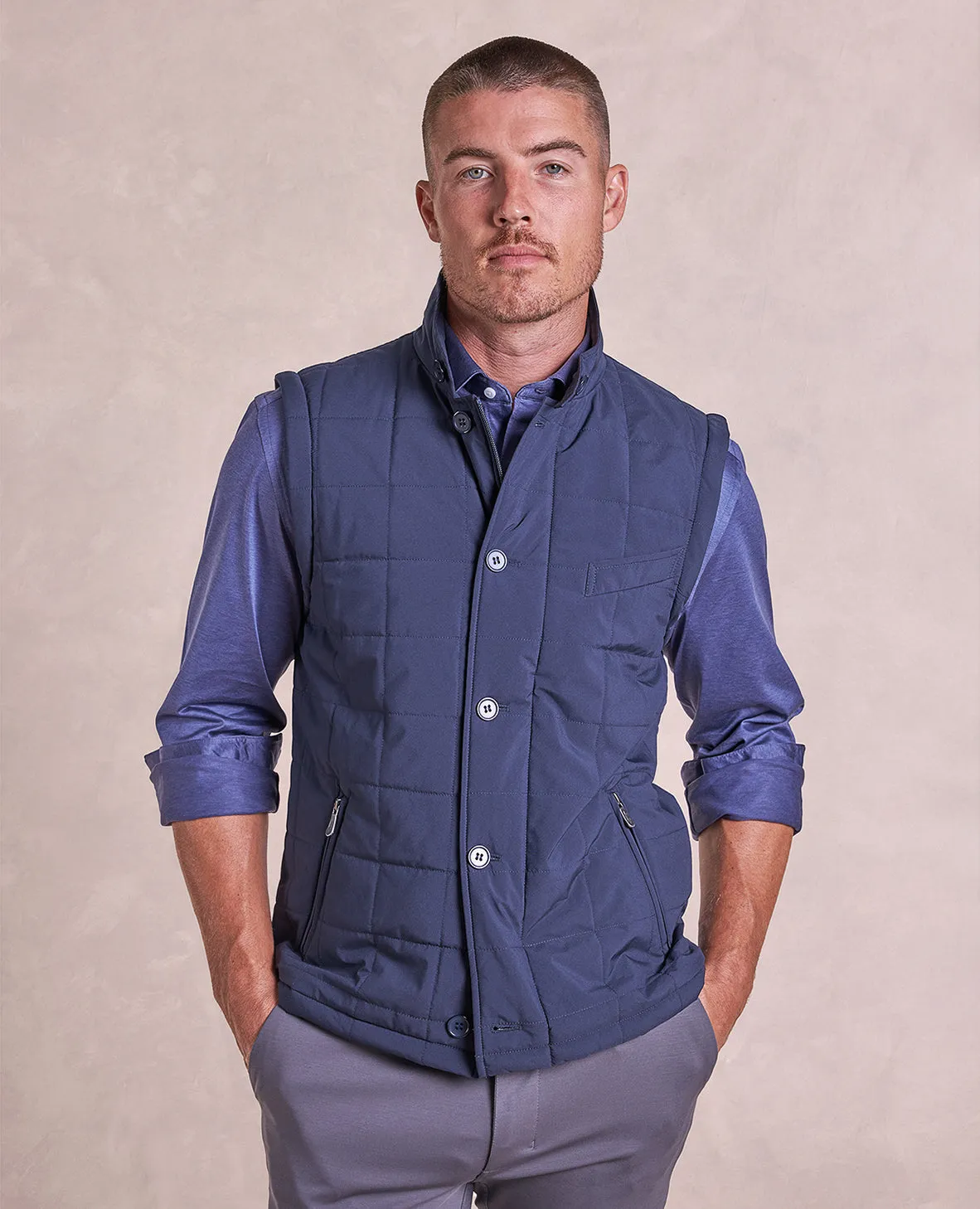 The Rhett - Nylon Vest w/Removable Knit Sleeves - Navy