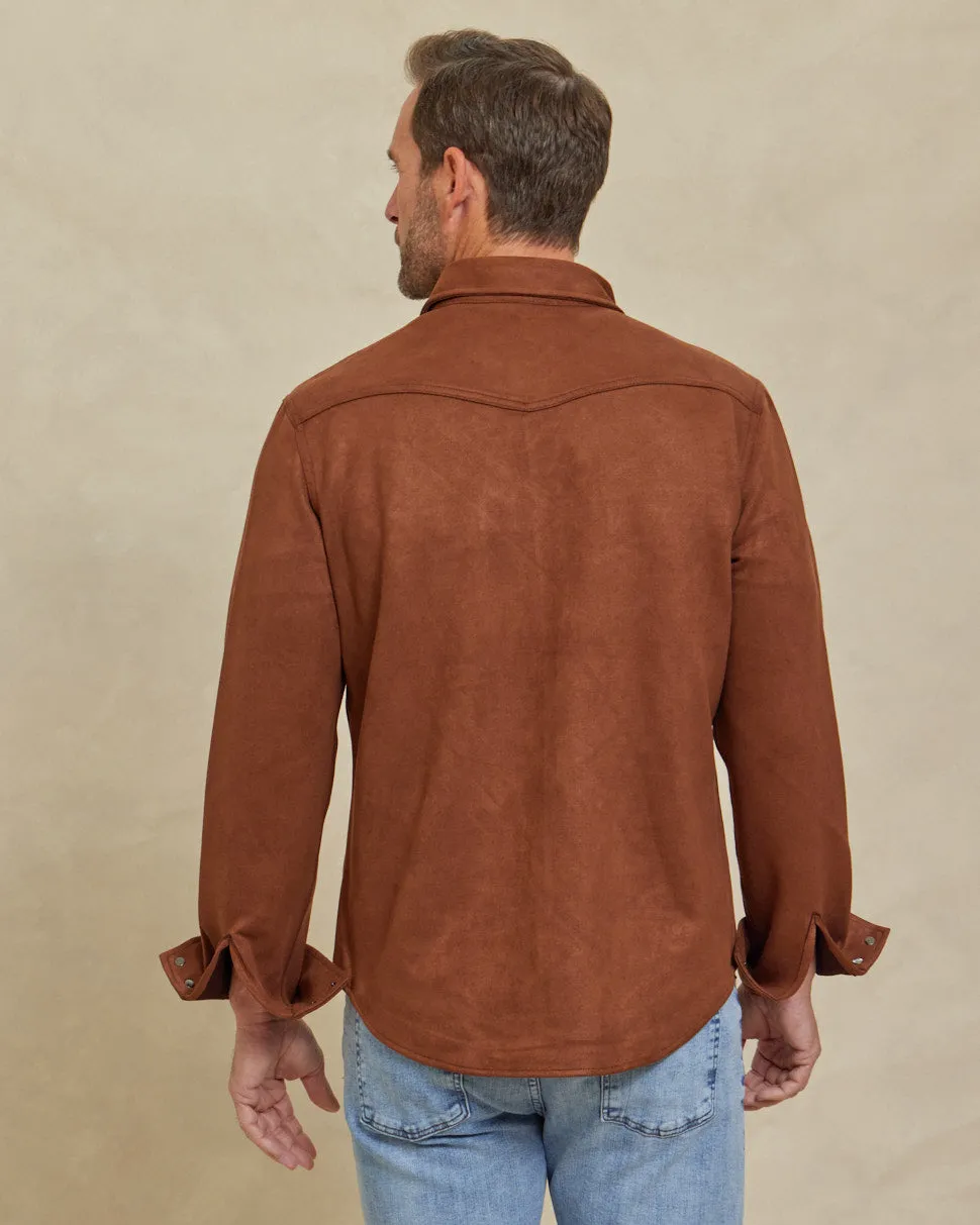 The Wyatt - Microsuede Shirt Jacket - Rust