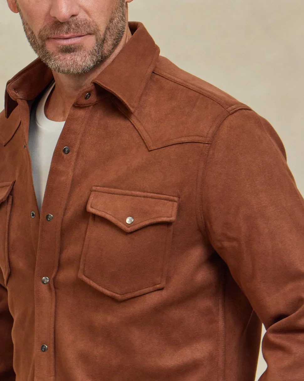 The Wyatt - Microsuede Shirt Jacket - Rust