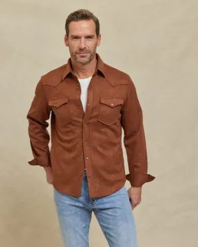 The Wyatt - Microsuede Shirt Jacket - Rust