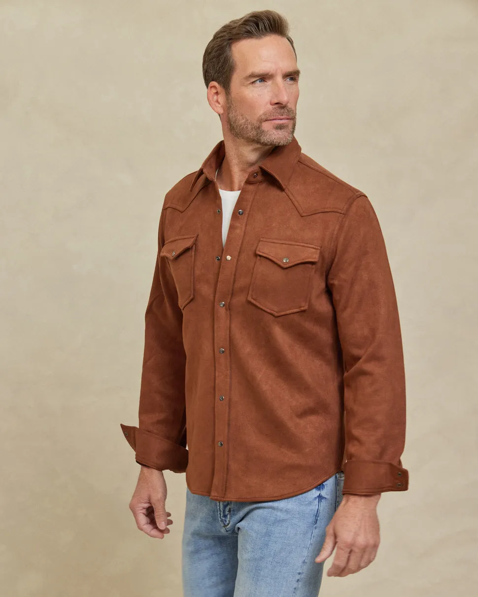 The Wyatt - Microsuede Shirt Jacket - Rust