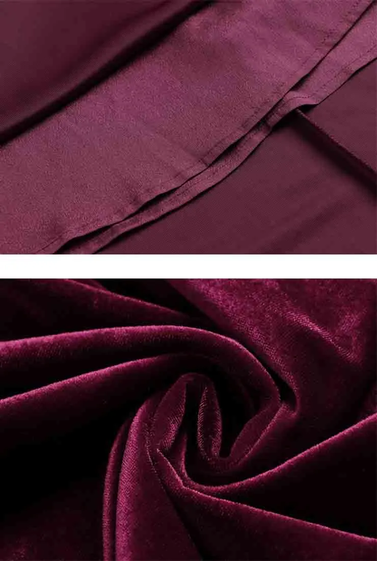 V-neck High Waist Velvet Midi Pleated Dress