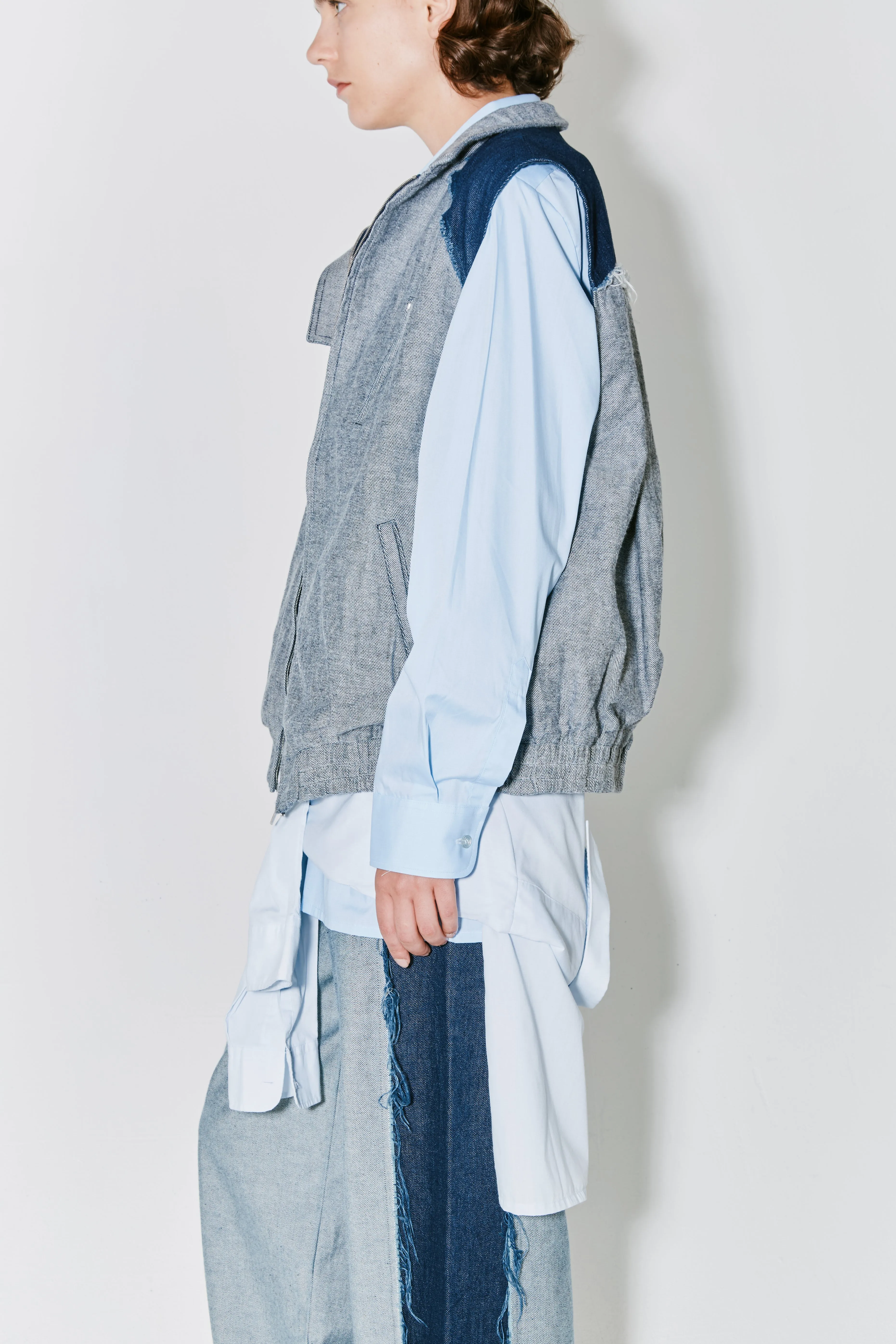 VALI vest blue denim inside out
