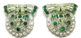 Vintage Art Deco 1930s Double Green Dress Clips