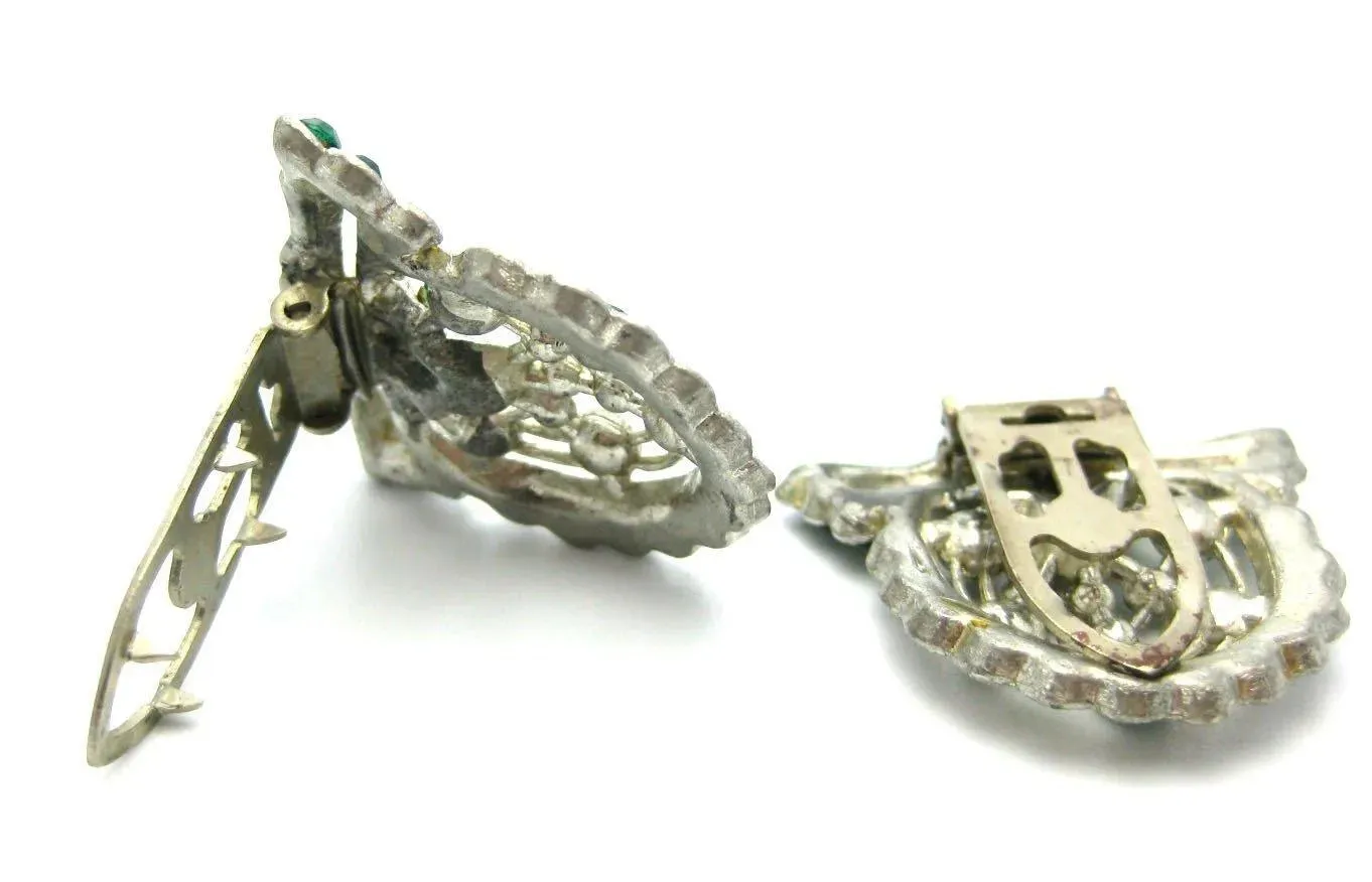Vintage Art Deco 1930s Double Green Dress Clips