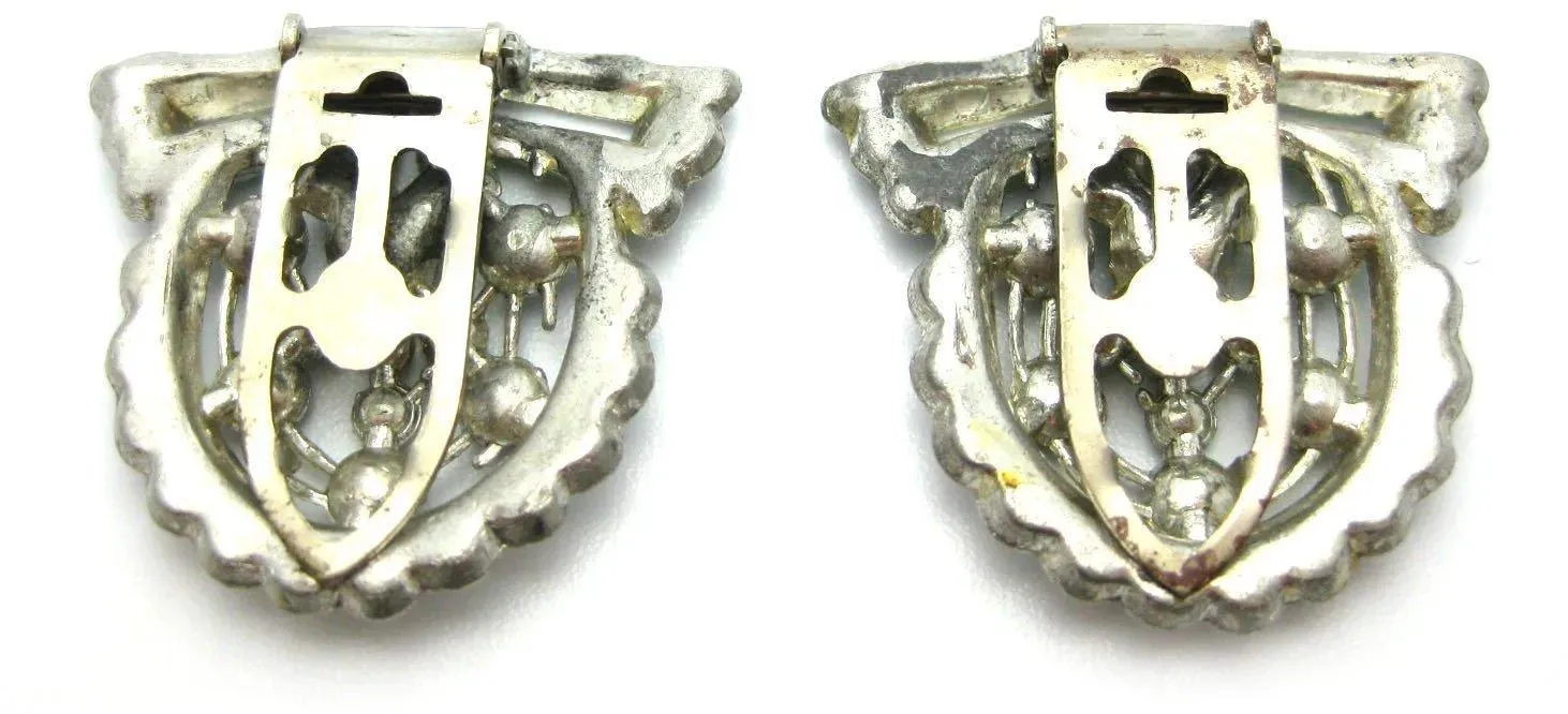 Vintage Art Deco 1930s Double Green Dress Clips