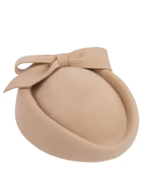 Vintage Style Felt Hat With Bow Decor - Taupe