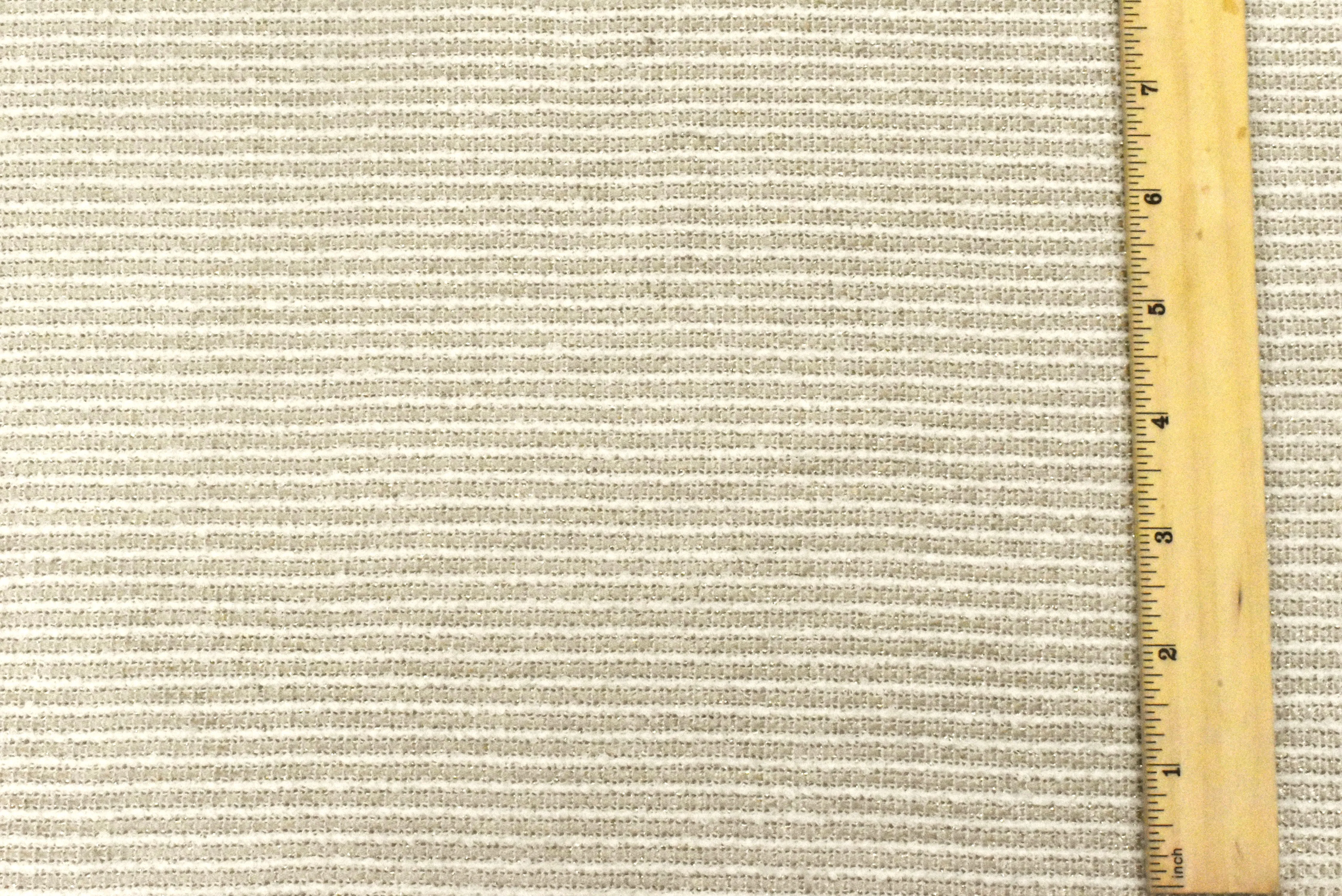 White-Beige-Gold Sparkle Striped Dobby Woven Fabric