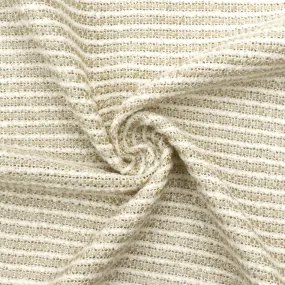 White-Beige-Gold Sparkle Striped Dobby Woven Fabric