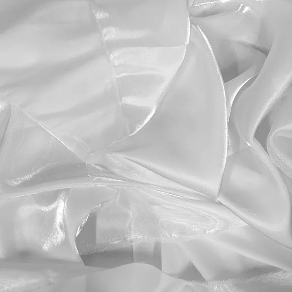 White Crystalized Reflective Liquid Silk Chiffon Fabric