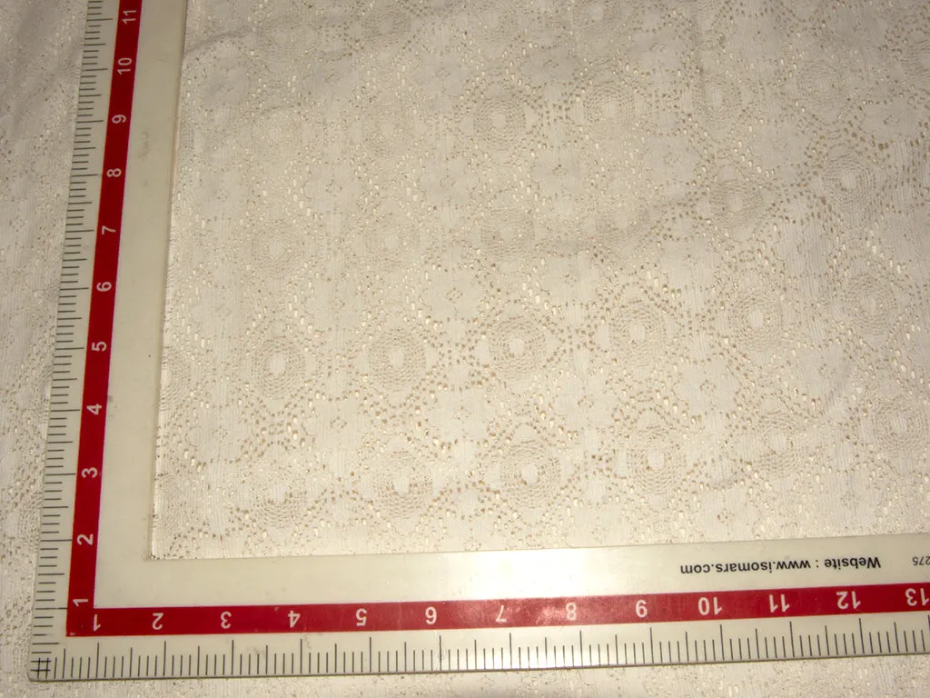 White Floral Laser Cut Cotton Fabric
