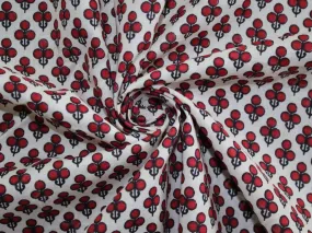 Wine Red Clover Pure Cotton Fabric