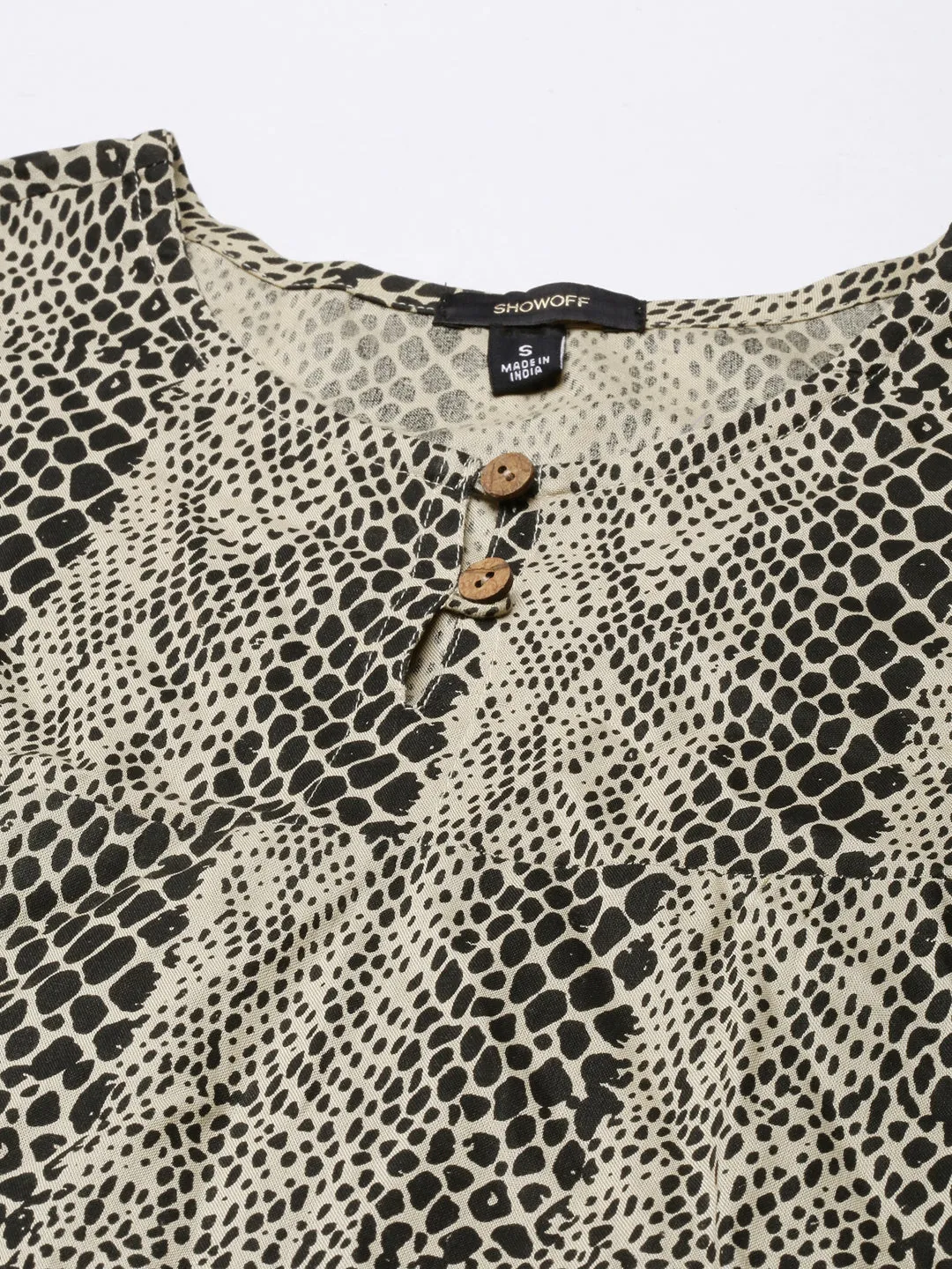 Women Beige Abstract Empire Dress