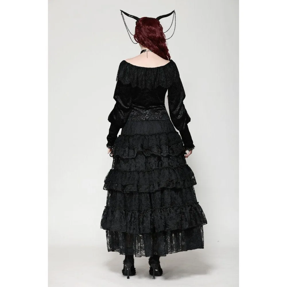 Women's Gothic Lace Velvet Long Sleeved Shirt